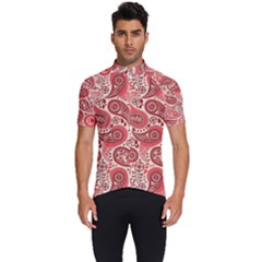 Paisley Red Ornament Texture Men s Short Sleeve Cycling Jersey by nateshop