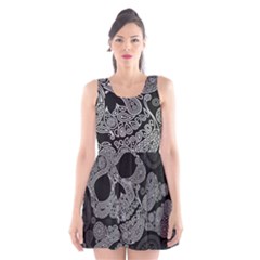 Paisley Skull, Abstract Art Scoop Neck Skater Dress by nateshop