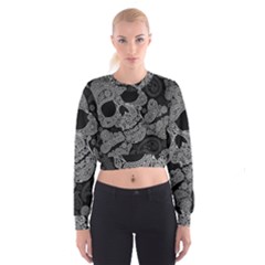 Paisley Skull, Abstract Art Cropped Sweatshirt