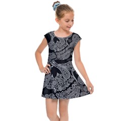 Paisley Skull, Abstract Art Kids  Cap Sleeve Dress by nateshop