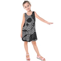 Paisley Skull, Abstract Art Kids  Sleeveless Dress by nateshop