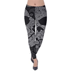 Paisley Skull, Abstract Art Velvet Leggings by nateshop