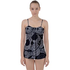 Paisley Skull, Abstract Art Babydoll Tankini Set by nateshop