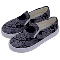 Paisley Skull, Abstract Art Kids  Canvas Slip Ons by nateshop