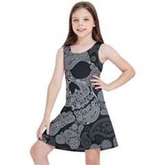 Paisley Skull, Abstract Art Kids  Lightweight Sleeveless Dress by nateshop