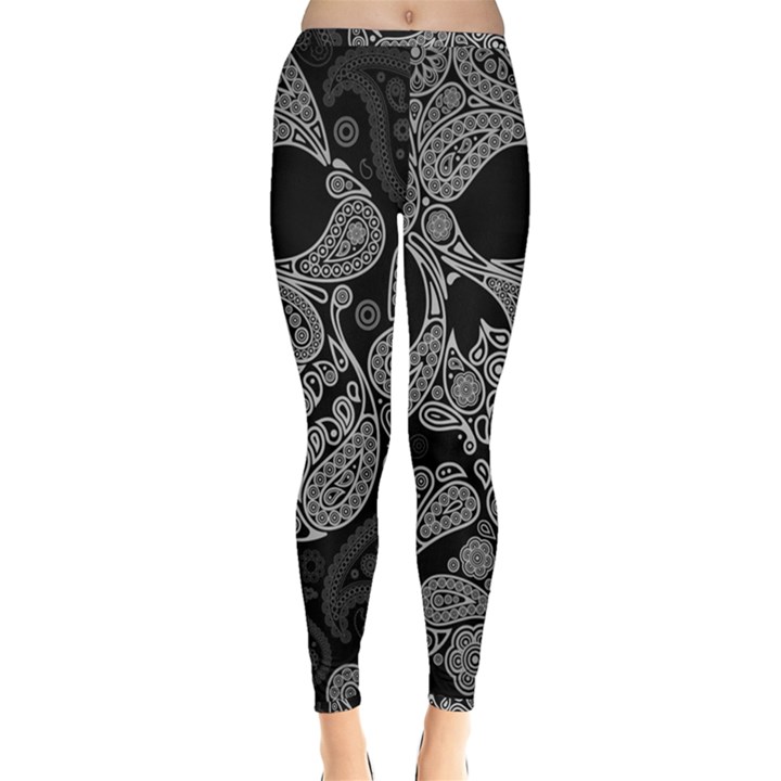 Paisley Skull, Abstract Art Inside Out Leggings