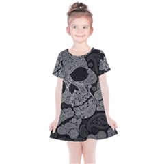 Paisley Skull, Abstract Art Kids  Simple Cotton Dress by nateshop