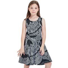 Paisley Skull, Abstract Art Kids  Skater Dress by nateshop