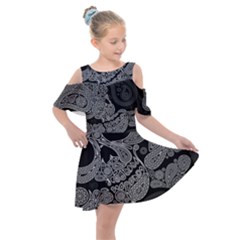 Paisley Skull, Abstract Art Kids  Shoulder Cutout Chiffon Dress by nateshop