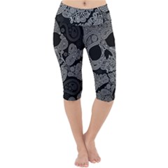 Paisley Skull, Abstract Art Lightweight Velour Cropped Yoga Leggings by nateshop