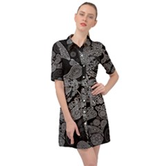 Paisley Skull, Abstract Art Belted Shirt Dress by nateshop