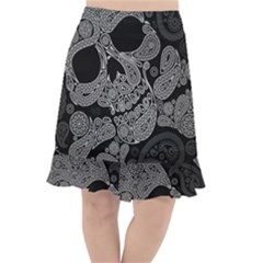 Paisley Skull, Abstract Art Fishtail Chiffon Skirt by nateshop