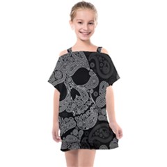 Paisley Skull, Abstract Art Kids  One Piece Chiffon Dress by nateshop