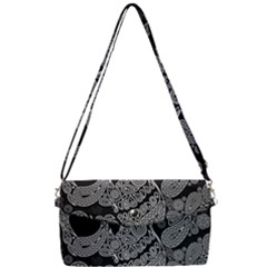 Paisley Skull, Abstract Art Removable Strap Clutch Bag by nateshop