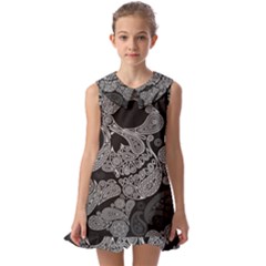 Paisley Skull, Abstract Art Kids  Pilgrim Collar Ruffle Hem Dress by nateshop