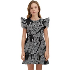 Paisley Skull, Abstract Art Kids  Winged Sleeve Dress by nateshop