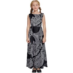 Paisley Skull, Abstract Art Kids  Satin Sleeveless Maxi Dress by nateshop