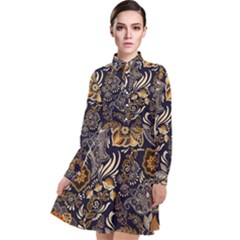 Paisley Texture, Floral Ornament Texture Long Sleeve Chiffon Shirt Dress by nateshop