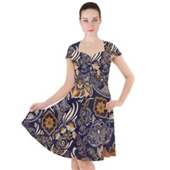 Paisley Texture, Floral Ornament Texture Cap Sleeve Midi Dress by nateshop