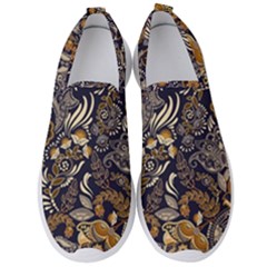 Paisley Texture, Floral Ornament Texture Men s Slip On Sneakers