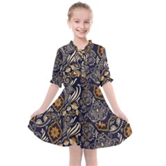 Paisley Texture, Floral Ornament Texture Kids  All Frills Chiffon Dress by nateshop