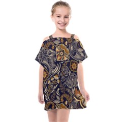 Paisley Texture, Floral Ornament Texture Kids  One Piece Chiffon Dress by nateshop