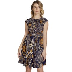 Paisley Texture, Floral Ornament Texture Cap Sleeve High Waist Dress by nateshop