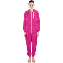 Pink Pattern, Abstract, Background, Bright Hooded Jumpsuit (ladies)