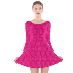 Pink Pattern, Abstract, Background, Bright Long Sleeve Velvet Skater Dress by nateshop