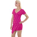 Pink Pattern, Abstract, Background, Bright Short Sleeve Asymmetric Mini Dress View1