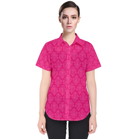 Pink Pattern, Abstract, Background, Bright Women s Short Sleeve Shirt by nateshop