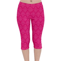 Pink Pattern, Abstract, Background, Bright Velvet Capri Leggings  by nateshop