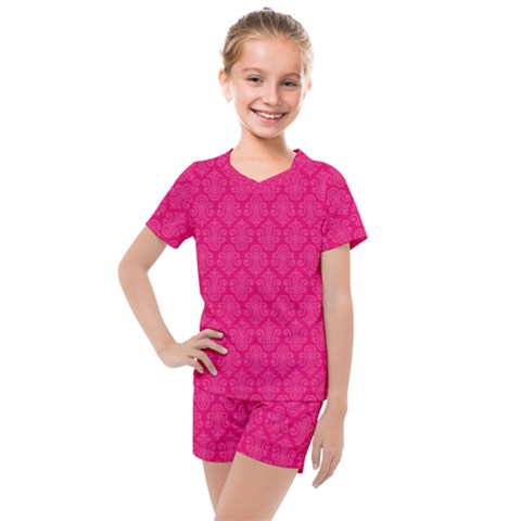 Pink Pattern, Abstract, Background, Bright Kids  Mesh T-shirt And Shorts Set by nateshop