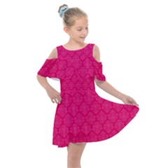 Pink Pattern, Abstract, Background, Bright Kids  Shoulder Cutout Chiffon Dress by nateshop