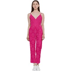 Pink Pattern, Abstract, Background, Bright V-neck Camisole Jumpsuit by nateshop