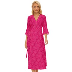 Pink Pattern, Abstract, Background, Bright Midsummer Wrap Dress