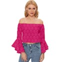 Pink Pattern, Abstract, Background, Bright Off Shoulder Flutter Bell Sleeve Top View1