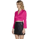 Pink Pattern, Abstract, Background, Bright Long Sleeve Tie Back Satin Wrap Top View2