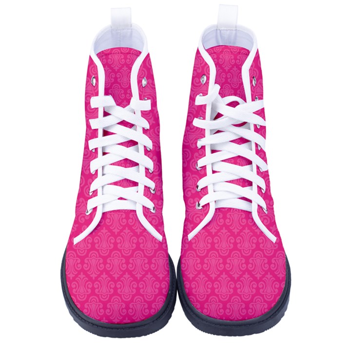 Pink Pattern, Abstract, Background, Bright Men s High-Top Canvas Sneakers