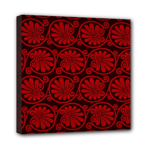 Red Floral Pattern Floral Greek Ornaments Mini Canvas 8  X 8  (stretched) by nateshop