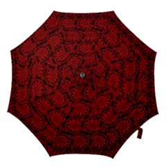 Red Floral Pattern Floral Greek Ornaments Hook Handle Umbrellas (medium) by nateshop