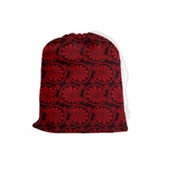 Red Floral Pattern Floral Greek Ornaments Drawstring Pouch (large) by nateshop