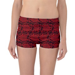 Red Floral Pattern Floral Greek Ornaments Boyleg Bikini Bottoms by nateshop