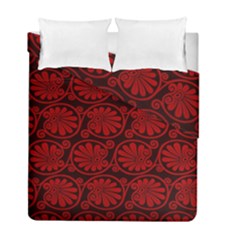 Red Floral Pattern Floral Greek Ornaments Duvet Cover Double Side (full/ Double Size) by nateshop