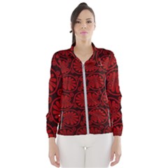 Red Floral Pattern Floral Greek Ornaments Women s Windbreaker by nateshop