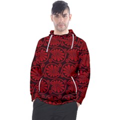 Red Floral Pattern Floral Greek Ornaments Men s Pullover Hoodie by nateshop