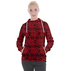 Red Floral Pattern Floral Greek Ornaments Women s Hooded Pullover by nateshop