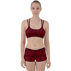 Red Floral Pattern Floral Greek Ornaments Perfect Fit Gym Set by nateshop