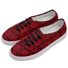 Red Floral Pattern Floral Greek Ornaments Women s Classic Low Top Sneakers