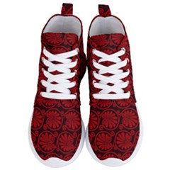 Red Floral Pattern Floral Greek Ornaments Women s Lightweight High Top Sneakers by nateshop